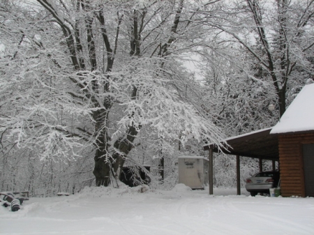 Snow at the cabin in Michigan