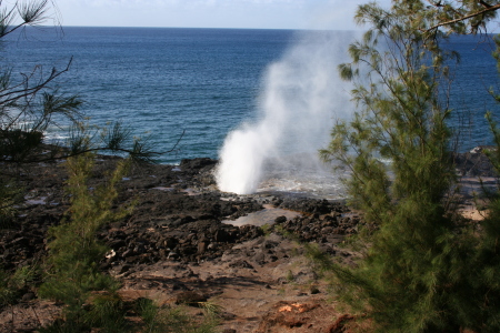 Blowhole on Kauai beach