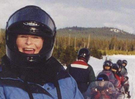 Kathy Snowmobiling Mt. Bachelor 2001