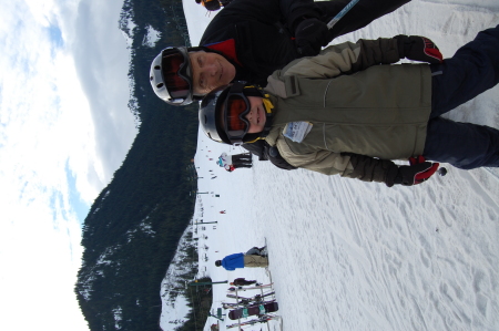 Grandpa and Dario skiing at Crystal Mnt.