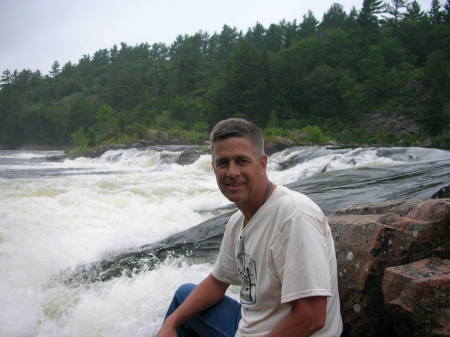 David by some falls in Canada