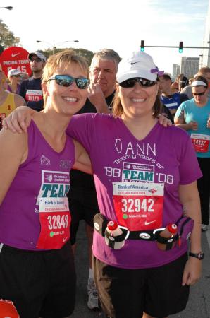Sally and niece Ann at Chicago Marathon 2008
