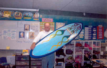 Showning my new board to my Daughters class