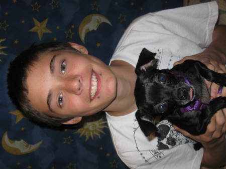 My wonderful son and mommie dog