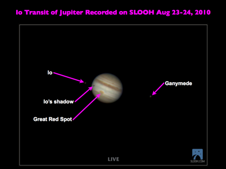 Io Transit of Jupiter (annotated)