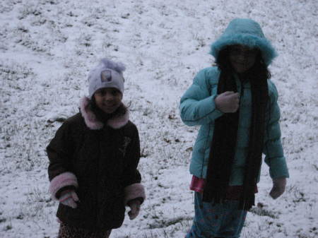 My girls playing in the snow