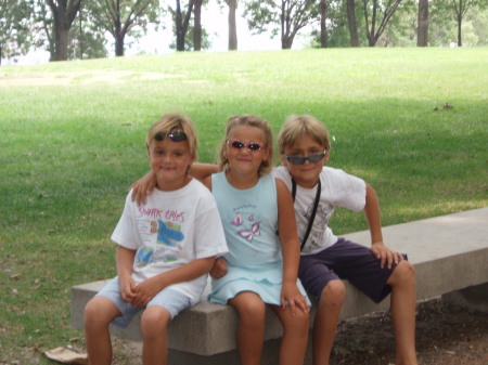 Kids on park bench