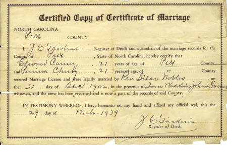 Their Marriage Certificate