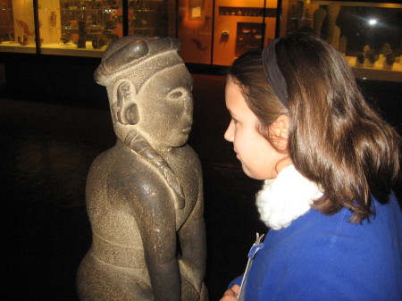 Staring contest with the Buddah..Rebecca lost!