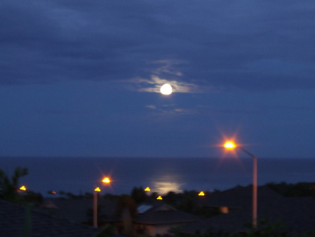 Full moon over ocean early morning Dec.