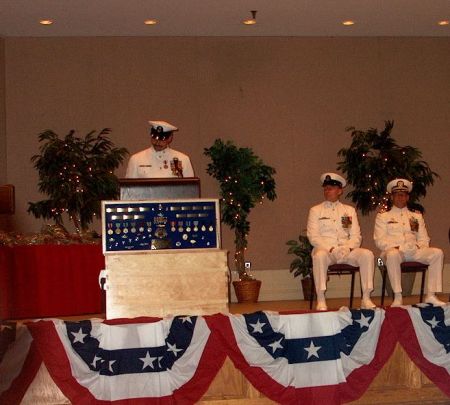 Lee's retirement ceremony w/ Sea chest display