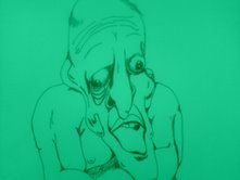 Green Melting Man Drawing