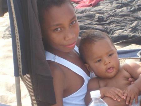 my baby boy TYLER and baby at the beach