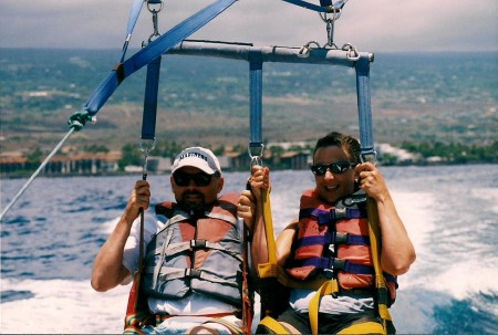 Jennifer's 1st parasail-Kona Hawaii 2002