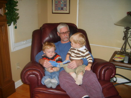 Me reading to my grandsons Trenton and Alan