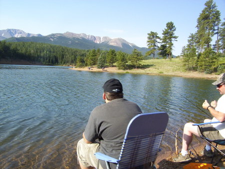 Husband and son fishing