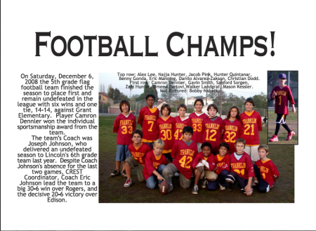 Franklin School 5th Grade Flag Football Team