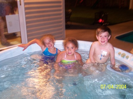 Taylor and His friends in the hot tub