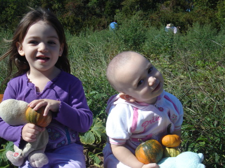 Girls at the pumpkin patch