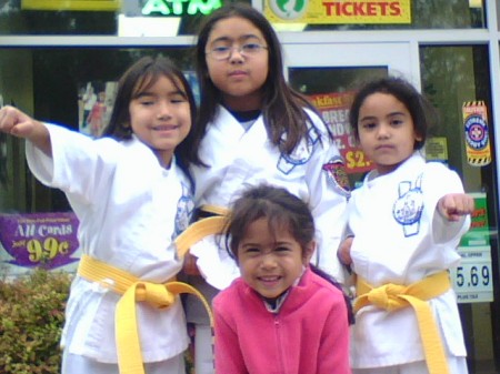 My girls in karate class, 2006