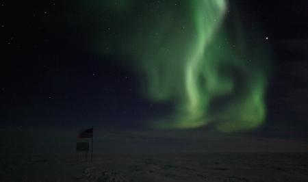 Aurora over pole marker