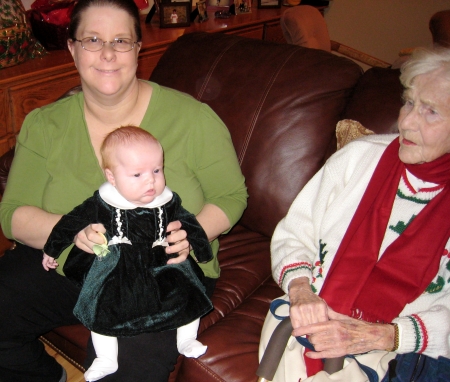 me with Kyrie and Great-Grandma