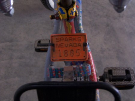 License plate on 1976 Schwinn Rat Bike