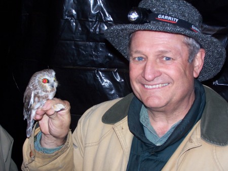 Dick with saw whet owl