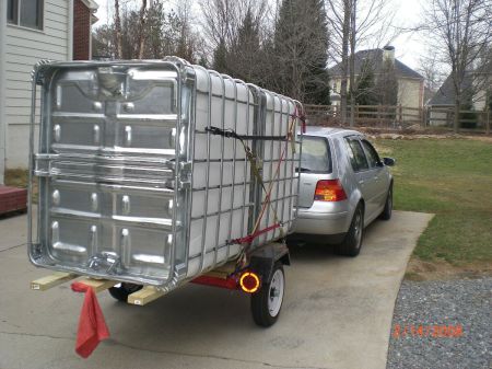 My WVO (Waste Veggie Oil) car pulling trailer