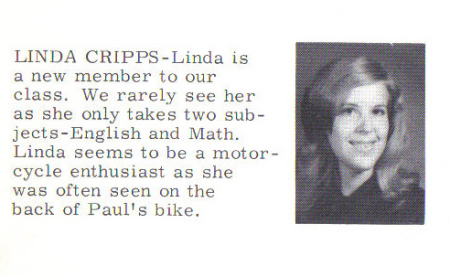Barb's sister, Lynda who was in Grade 13
