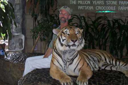 Me with a tiger -- Thailand, Feb. 2004