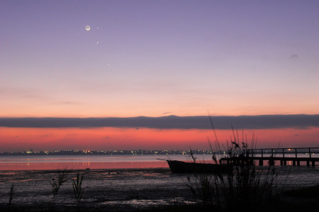 Moon, Mercury, Jupiter,and Mars