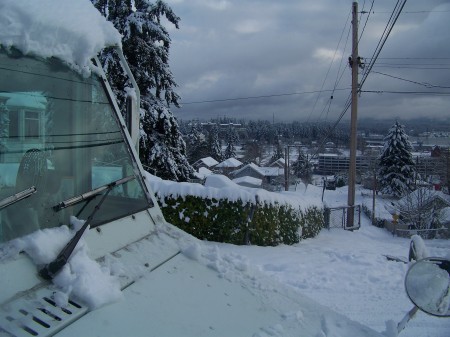 my first street covered with snow looking down