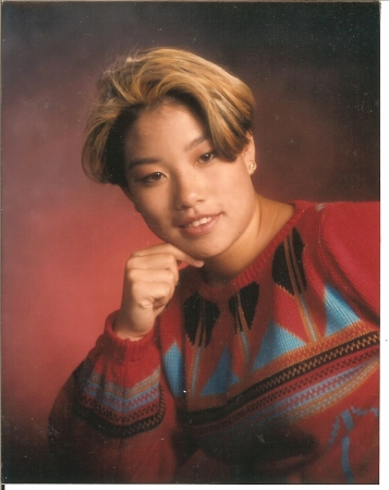 senior photo red sweater taken summer 1988