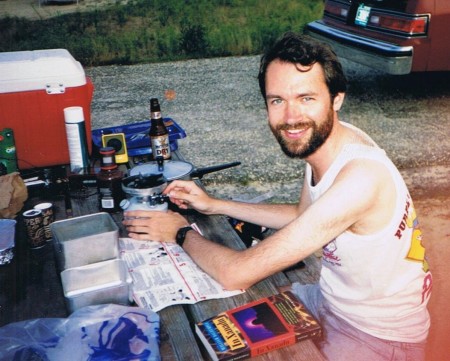 Glenn camping at Assateague Island.