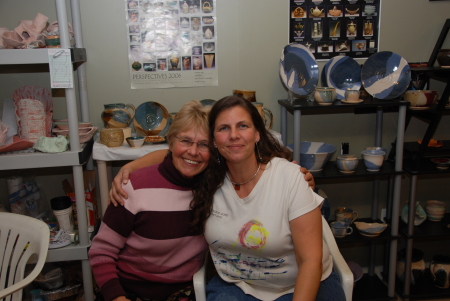 My daughter Wendy & I in her pottery studio
