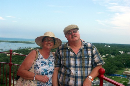 Our anniversary roadtrip. This pix is on top of the light house near St Augustine, Florida.  Ghost Hunters filmed here & supposedly "got" ghostly images & sounds.  Me?  I took lots of photos and no such luck.
