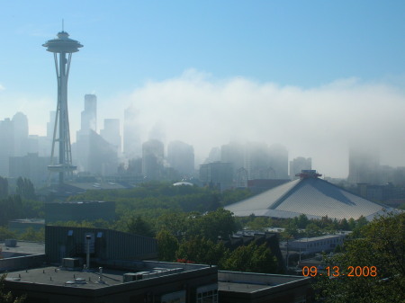 Seattle morning mist at Mom's Bayview apt.