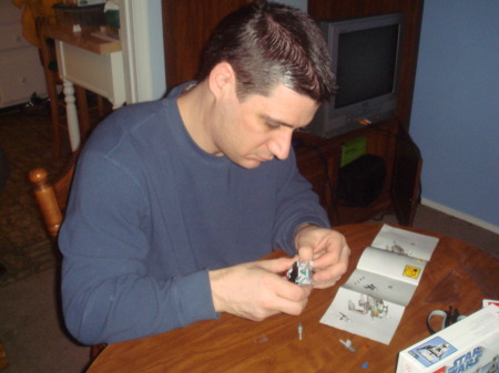 Jeff building a lego for the boys 1/17/09