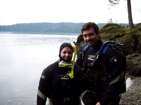 Cathy and I diving in Hood Canal Feb,08