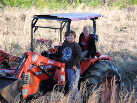 Ethan & Doodle on Uncle Jeff's tractor