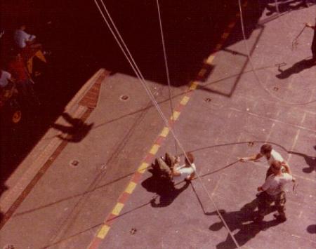 Repelling on the uss okinawa