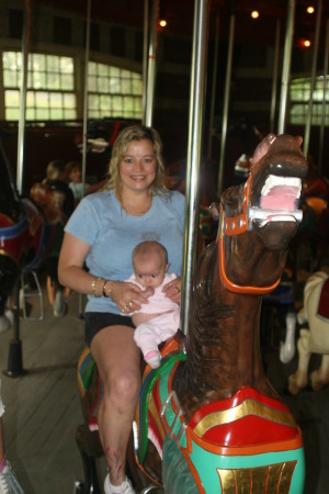 Elizabeth's first carousel ride Central Park