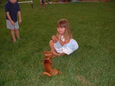 Maddie and our Chuhuahua, Boobah