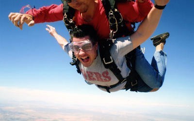 T.J. skydiving.