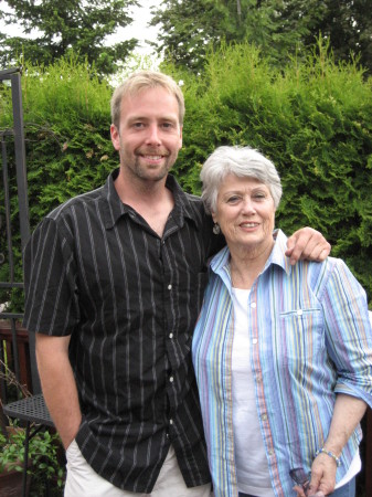 My mother posing with my neighbor