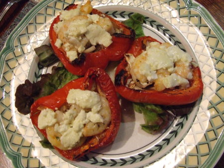 Baked red capsicums