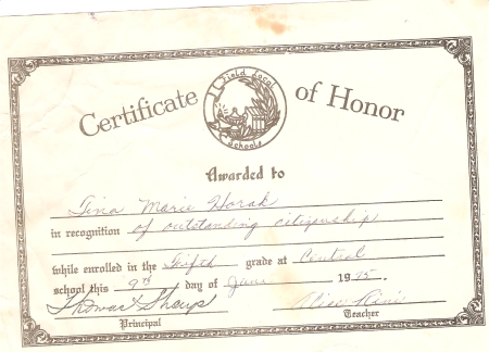 CERTIFACATE OF HONOR