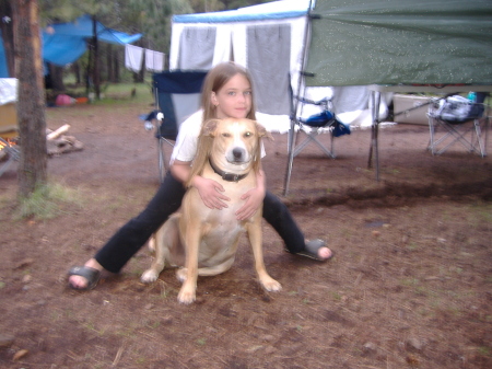 Ashley and Abbey camping at Big Lake