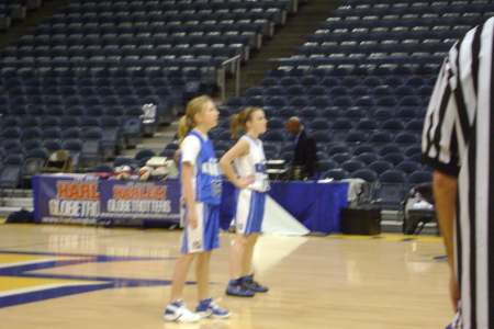 Kayla playing basketball at the Bradley Center